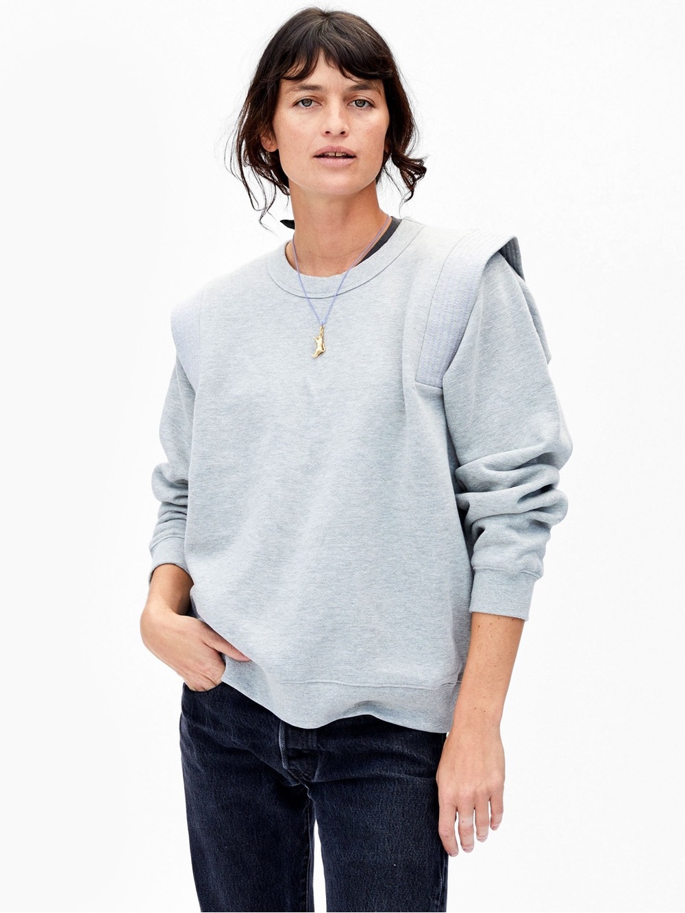 Clare V. Gray Sweatshirt - Quilted Channel Shoulder